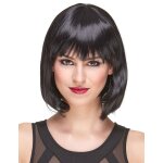 Perruque luxe noire carr� plongeant avec frange femme