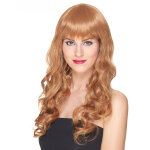 Perruque luxe rousse longue boucl�e avec frange femme