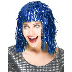 Perruque mtallique bleue adulte