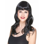 Perruque noire avec frange et ondul�e femme