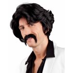 Perruque noire avec moustache homme