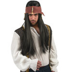 Perruque noire pirate adulte
