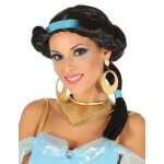 Perruque noire princesse du dsert avec bandeau bleu femme