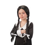 Perruque noire avec tresses colire fille