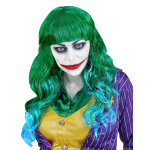 Perruque psychopathe verte et bleue femme