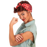 Perruque rtro chatain avec foulard femme