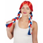 Perruque tresses bleu, blanc, rouge