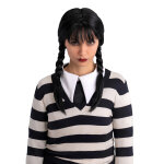 Perruque � tresses noires gothique femme