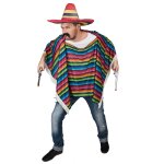Poncho de mexicain multicolore  franges adulte