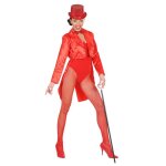 Queue de pie satin�e rouge femme