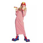 Robe longue � rayures rouges et blanches