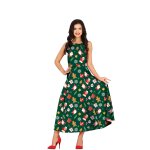Robe longue verte  motifs nol femme
