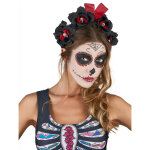 Serre - tte fleurs noir et rouge dia de los muertos adult
