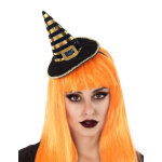 Serre - tte mini chapeau de sorcire ray noir et or adulte