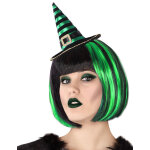Serre - tte mini chapeau de sorcire ray noir et vert adulte