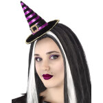 Serre - tte mini chapeau de sorcire ray noir et violet adulte