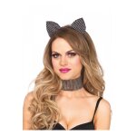 Set luxe serre - tte et tour de cou strass chat adulte