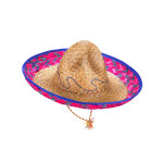 Sombrero mexicain bordure rose et bleue adulte