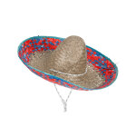 Sombrero mexicain bordure rouge et bleu adulte
