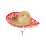 Sombrero mexicain rouge et paille adulte