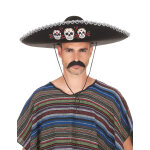 Sombrero noir dia de los muertos finitions argentes adulte