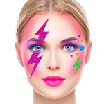 Stickers pour visage �clairs � paillettes multicolores