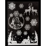 Stickers pour vitre village de no�l et flocons 29 x 41 cm