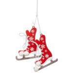 Suspension en bois patins rouge et blanc 10 cm