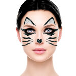 Tatouages paillet�s chat noir et argent