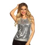 Top  sequins argent femme