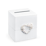 Urne blanche avec coeur de roses 23, 5 x 24 cm