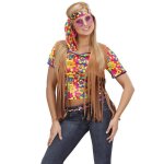 Veste hippie marron  franges femme