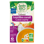 Velout de lgumes, lentilles corail, lait de coco et curry - bio