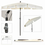 Parasol rectangulaire crme 2 x 1. 25 m