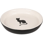 Flamingo assiette chat nala c�ramique ronde noir - blanc 180ml 15cm