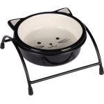 Flamingo gamelle pour la nourriture et l'eau avec support chat ansu noir - blanc rond 230ml