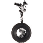 Flamingo jouet chien caoutchouc gladiator pneu avec corde noir 14cm