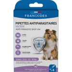 Francodex pipettes antiparasitaires en icardine spot - on pour chiens moyens 4 pièces Francodex pipettes antiparasitaires en icardine spot - on pour chiens moyens 4 pièces