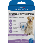 Francodex pipettes antiparasitaires en icardine spot - on pour grands chiens 4 pièces Francodex pipettes antiparasitaires en icardine spot - on pour grands chiens 4 pièces
