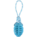 Jouet chien tpr rudo rugby + corde  tirer bleu 33cm