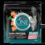Purina one high protein croquettes pour chats au saumon 650g