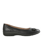 Ballerines confort femme noir  fleurs scalina cuir