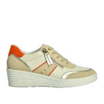 Baskets compenses femme beige scalina cuir