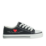 Baskets fille en toile noire motif c?ur street life