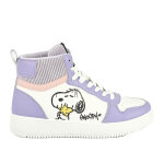 Baskets montantes femme blanc et violet snoopy