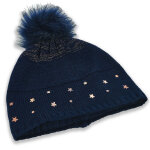 Bonnet enfant avec pompons bleu marine