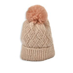 Bonnet femme avec pompons rose