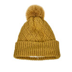Bonnet  pompon femme jaune