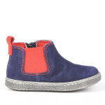 Boots bb garon semelles souples bleu marine cuir