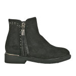 Boots zippes fille noir  clous et strass